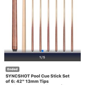 Wooden Pool Cue Stick Set - Brown